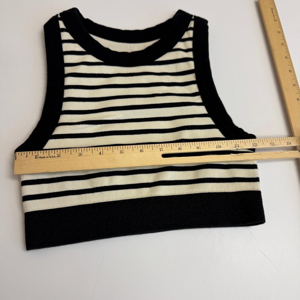 Aerie OFFLINE Crop Top Womens Small Black Striped Seamless Ribbed Athletic - Picture 8 of 9